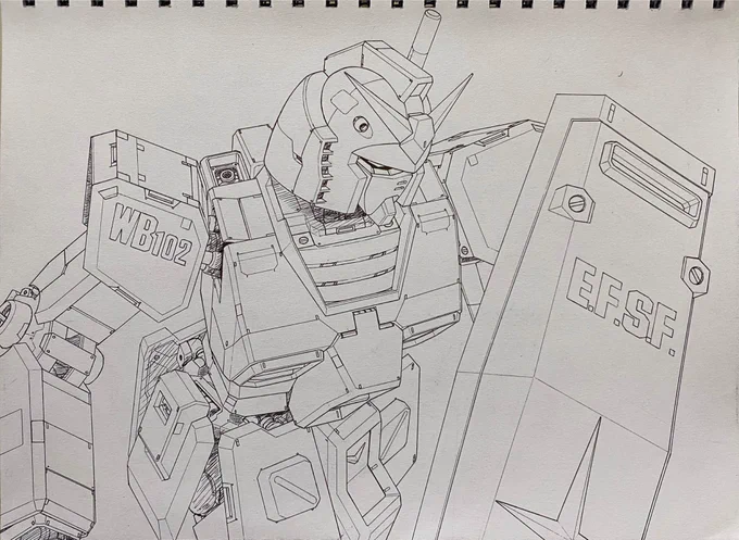 ガンダム描けた!!なんかつまらない絵になっちゃった。何か足りない気がする… 