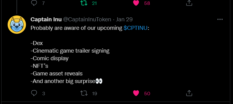 iwasfdup's tweet image. Captain Inu. Easy. 

The Marvel of Crypto is coming....

$CPTINU

These guys know:

@cryptoskullx @iambroots @JammaPelson1 @Marzuckerberg