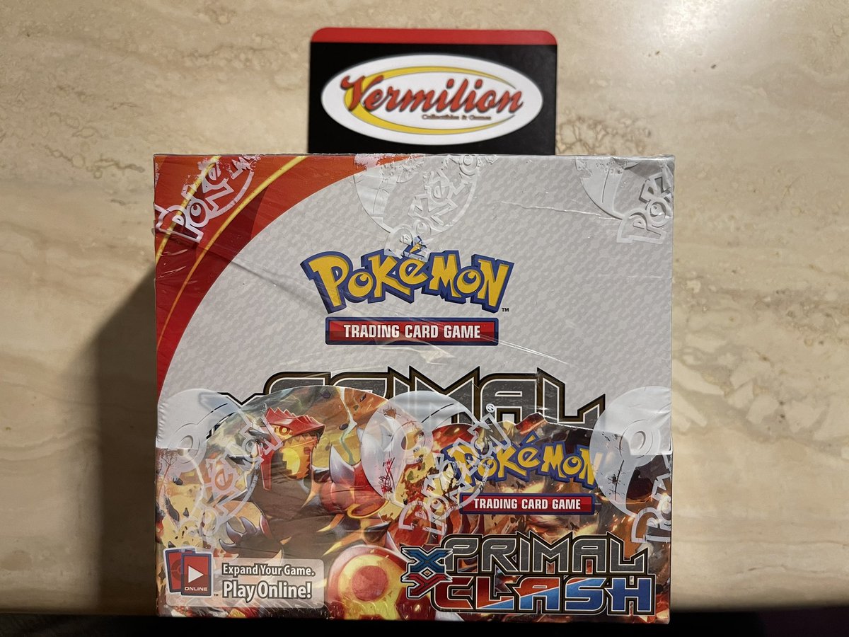 Vermilion_PDX's tweet photo. Something a little different today.

XY Primal Clash booster box - $500
Box is a little crushed at the top, but is still completely intact and plastic wrap sealed. Can send more pictures.

Every retweet lowers the price by $2, every new follower will lower by another $2. https://t.co/zcy4zl1tlX