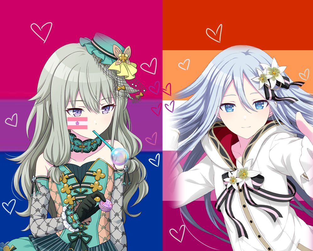 Today's pairing is KanaNene!! Kanade is a lesbian and Nene is a bi sapphic!! They met through Mizurui meeting up!! (Headcanon)

(Submitted by anon)