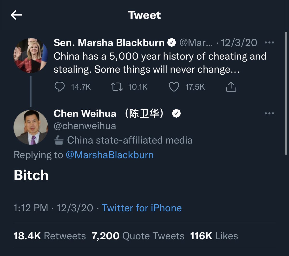 The Newest victim of <a href="/chenweihua/">Chen Weihua （陈卫华）</a> is <a href="/RepStefanik/">Rep. Elise Stefanik</a> 😂