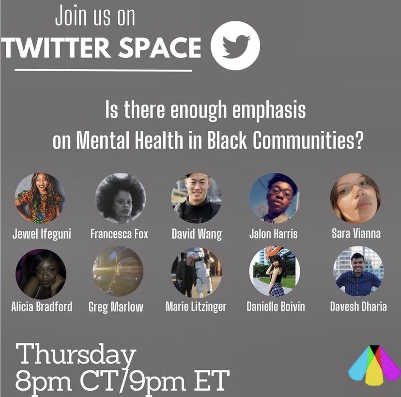 YMStudios's tweet photo. Join us tonight for our discussion on the emphasis on Mental Health in Black communities. Can’t wait to see you there! https://t.co/u0bnfIGyC8
