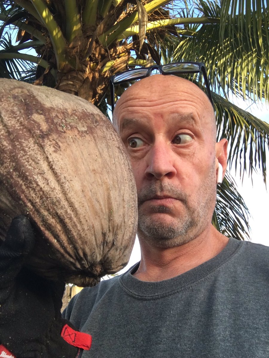 RacingToDisney's tweet photo. The behind scenes of my photo shoot with the coconut. I make gardening fun. #IamNuts https://t.co/RmorKvoRoV