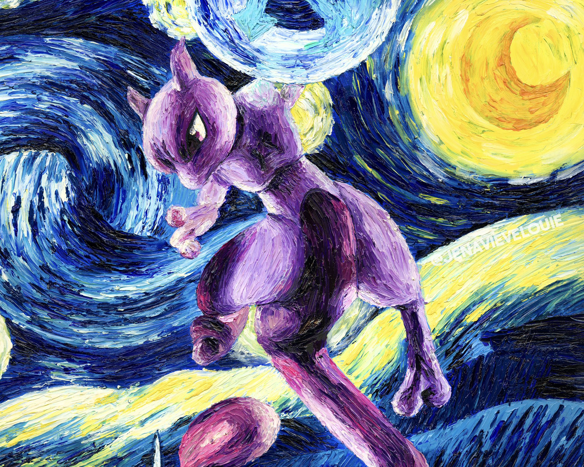 Mew x Mewtwo x Starry Night Sticker