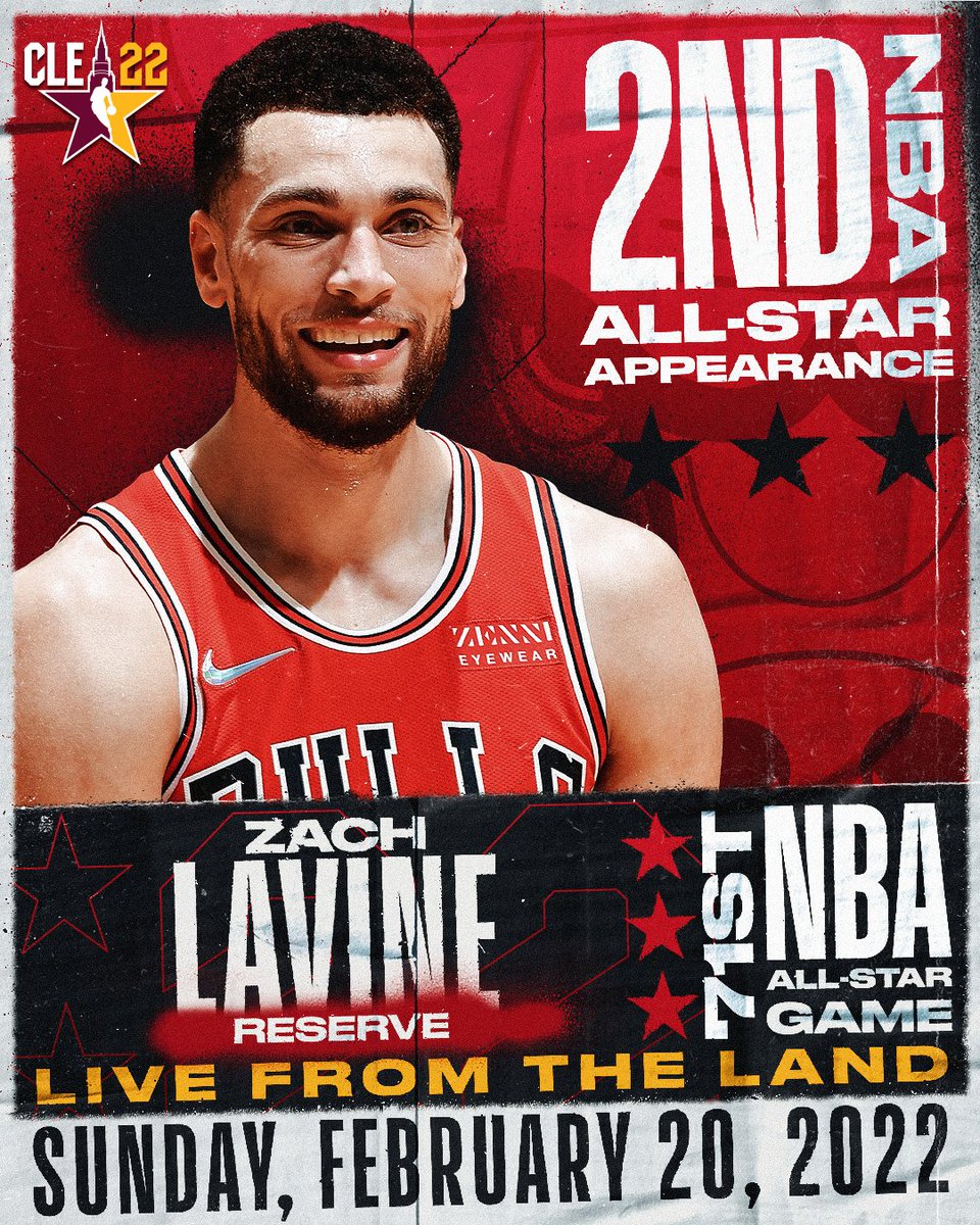Making his 2nd #NBAAllStar appearance... Zach LaVine of the <a href="/chicagobulls/">Chicago Bulls</a>.

Drafted as the 13th pick in 2014 out of UCLA, <a href="/ZachLaVine/">Zach LaVine</a> is averaging 24.9 PPG, 4.8 RPG and 4.3 APG for the Bulls this season.