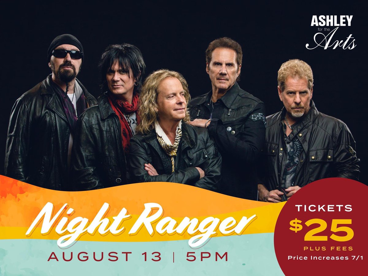 nightranger's tweet photo. 🚨 NEW SHOW ANNOUNCEMENT! 🚨

Join us August 13th as we rock Ashley for the Arts 2022 in Arcadia, Wisconsin! 🎸🥁

Tickets on sale Now!

🎟➡️ https://t.co/SlIBlGjzAB

#nightranger #nr2022 #ashleyforthearts #arcadia #wisconsin #livemusic #concerts https://t.co/0Y7WozsgT5