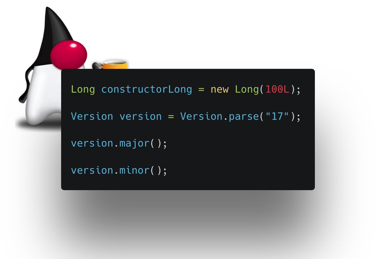 BillyKorando's tweet image. Hey #Java developers, ☕️
Something is percolating with #SipOfJava!
Know a way of checking your applications if you are using deprecated JDK APIs? Like in this code example below 👇
We'll find out Monday!