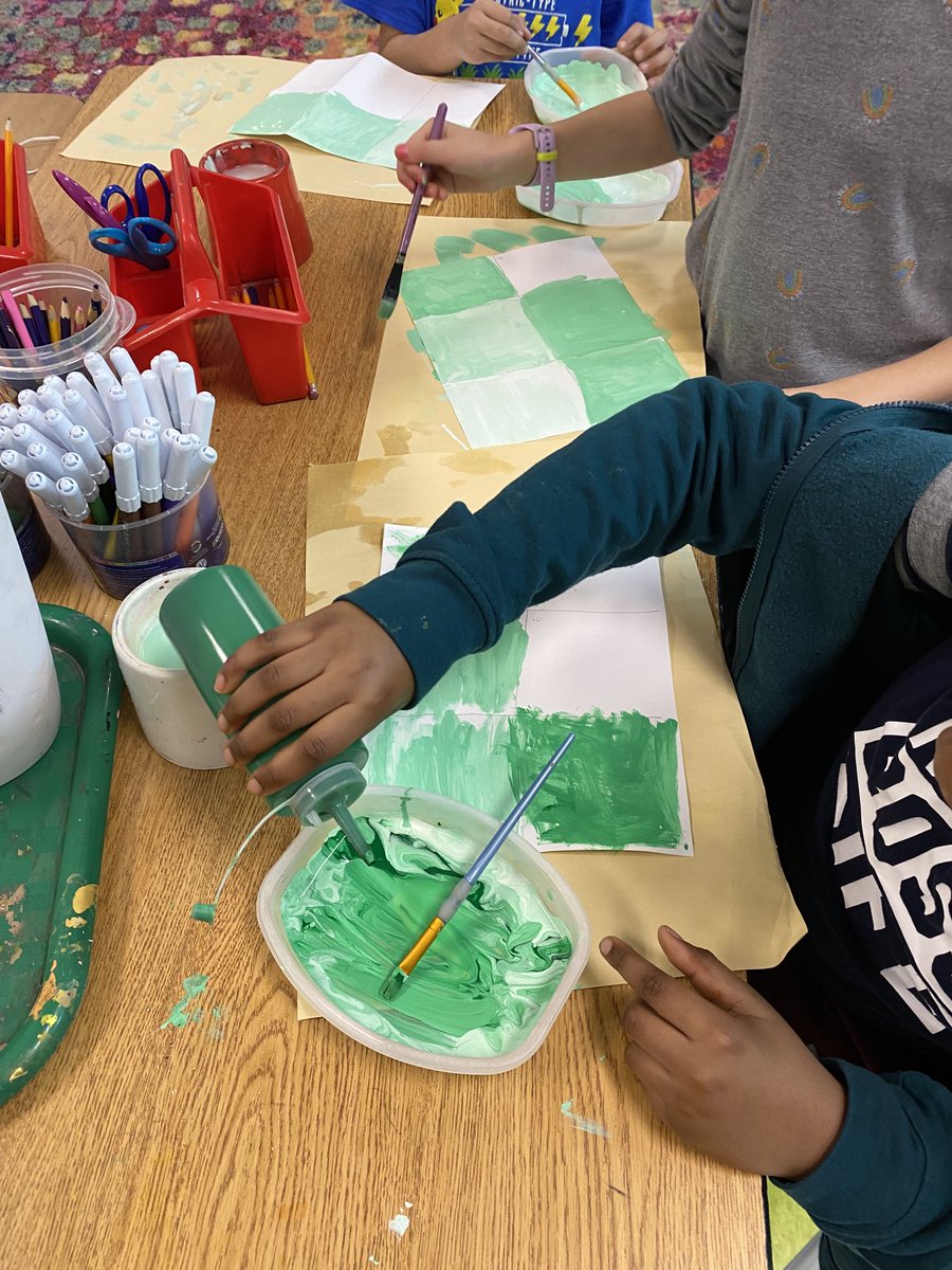 2nd grade is learning about value.  We are looking at Wayne Thiebaud’s artwork. Students will be making ice cream cones.