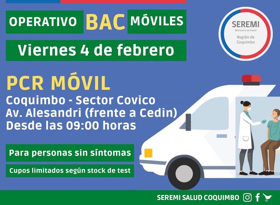 SeremiSalud_Coq's tweet image. Operativos de PCR móvil y bus antígeno en #LaSerena y #Coquimbo