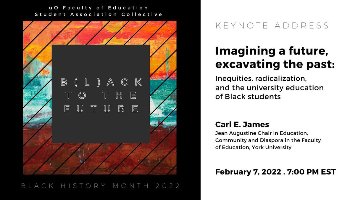We’re very much looking forward to the keynote address by Carl E. James for SAC’s Black History Month series. Register here: edublackhistorymonth.ca