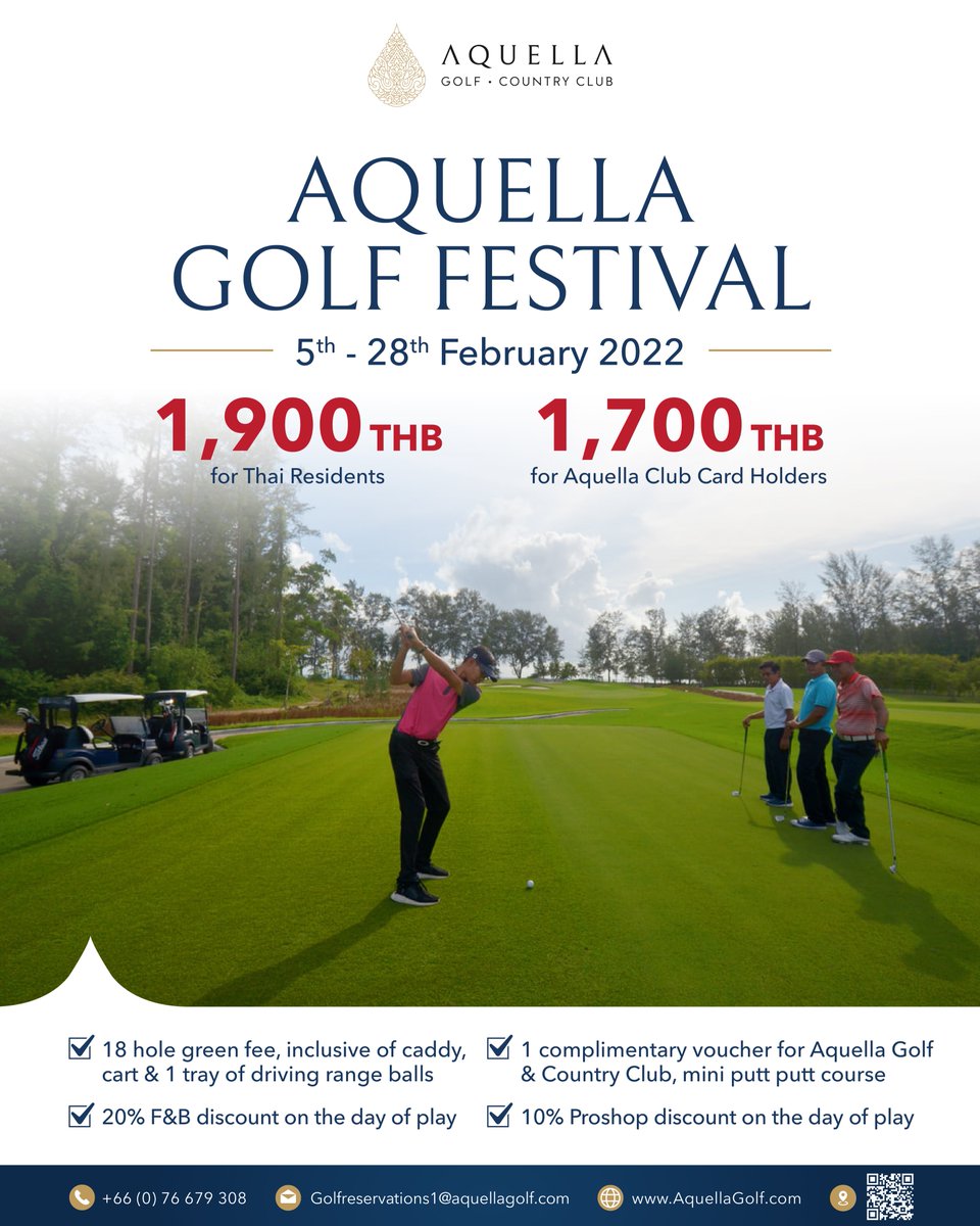 An amazing time to visit and take advantage of our Aquella Golf Festival, promotional rates. 

#Aquellagolfandcountryclub #golflife #Phuket #golfthailand #absolutegolfservices
