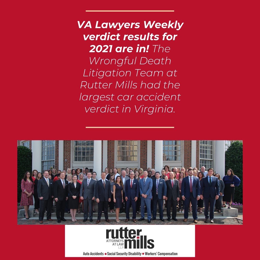 RutterMillsLLP's tweet photo. When you bring the brightest legal minds together people notice. VA Lawyers Weekly reported our wrongful death litigation team had the largest car accident verdict in Virginia last year. #toplawyers #adamlotkin #ruttermills #caraccident #bigverdict #injurylaw #norfolklawyers https://t.co/7NRpHnI8dJ