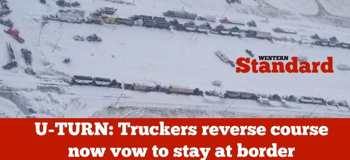 WSOnlineNews's tweet image. U-TURN: Truckers reverse course now vow to stay at border
westernstandardonline.com/2022/02/u-turn… #TruckersForFreedom2020 #Coutts #Kenney #Pawlowski #abpoli #ableg