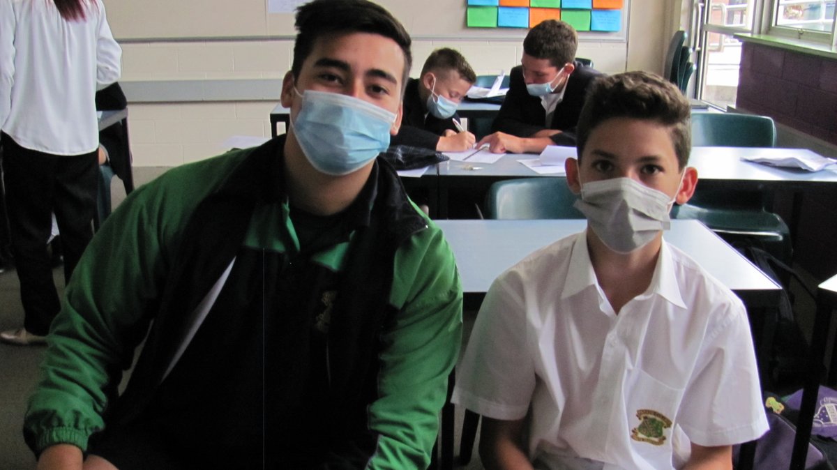 The Year 7 and Year 12 students enjoying the failte program.