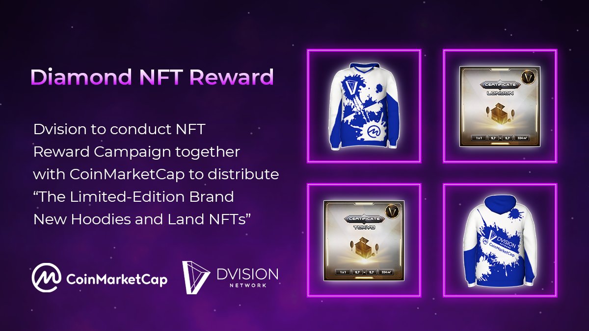 CoinMarketCap (@coinmarketcap) on Twitter photo (1/2)
Dvision Land NFTs & Limited CoinMarketCap #NFT Hoodies - New Diamond Listing
coinmarketcap.com/account/reward…
#CoinMarketCap user can redeem the <a href="/Dvision_network/">Dvision Network</a> LAND NFTs & Limited CoinMarketCap NFT Hoodies with diamonds on February 5th, 12:00 PM UTC! (1/2)
Dvision Land NFTs & Limited CoinMarketCap #NFT Hoodies - New Diamond Listing
coinmarketcap.com/account/reward…
#CoinMarketCap user can redeem the <a href="/Dvision_network/">Dvision Network</a> LAND NFTs & Limited CoinMarketCap NFT Hoodies with diamonds on February 5th, 12:00 PM UTC!
