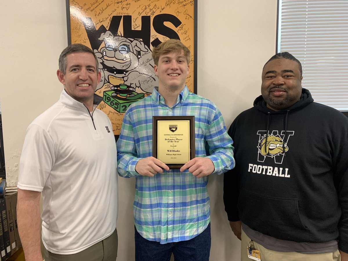 Official plaque for Conference Defensive POY arrived today. Special recognition for a special player! Proud of you, Will! Great job coaching by Coach Bozeman and Coach Spoon. 
<a href="/klb31105/">Kelvin Bozeman</a>  <a href="/bsi4458/">Brandon Spoon</a> <a href="/WillRhodes_22/">Will Rhodes</a> <a href="/DawgAthletics/">Williams Athletics</a> <a href="/BoosterWilliams/">WilliamsAthleticBoosterClub</a> <a href="/dawgs_bite/">WWHS Student Section</a> <a href="/Coach_PStokes/">Patrick Stokes</a> <a href="/WMWHS/">Walter M Williams</a>