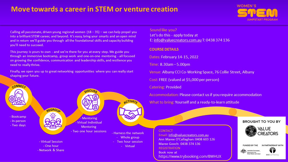 Wonderful free opportunity for young people in Albany and surrounds to explore careers in STEM. Great people to meet and it just might change your life!