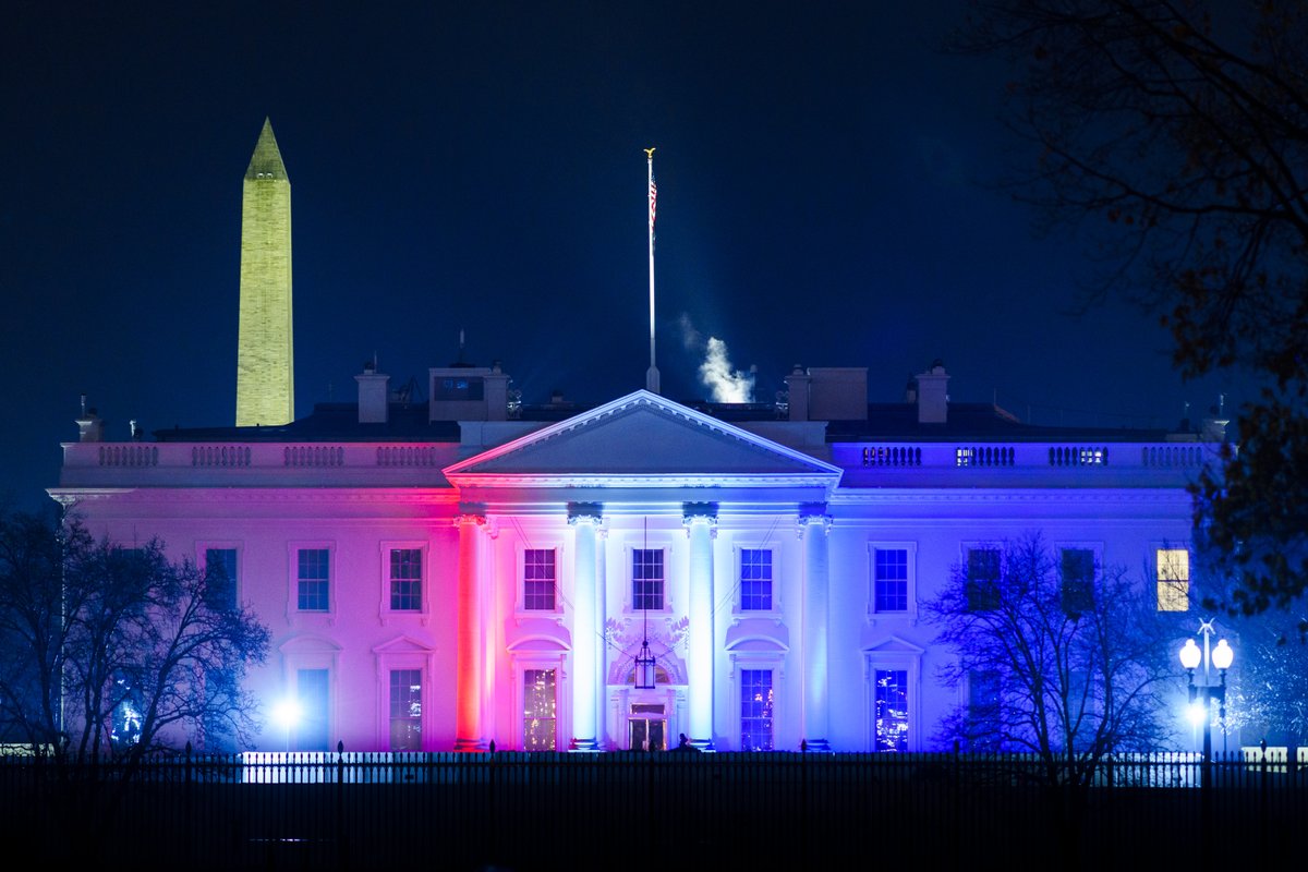 WhiteHouse46's tweet image. Tonight the White House is lit up in red, white, and blue in support of all the Olympians and Paralympians proudly representing our country. Go Team USA!