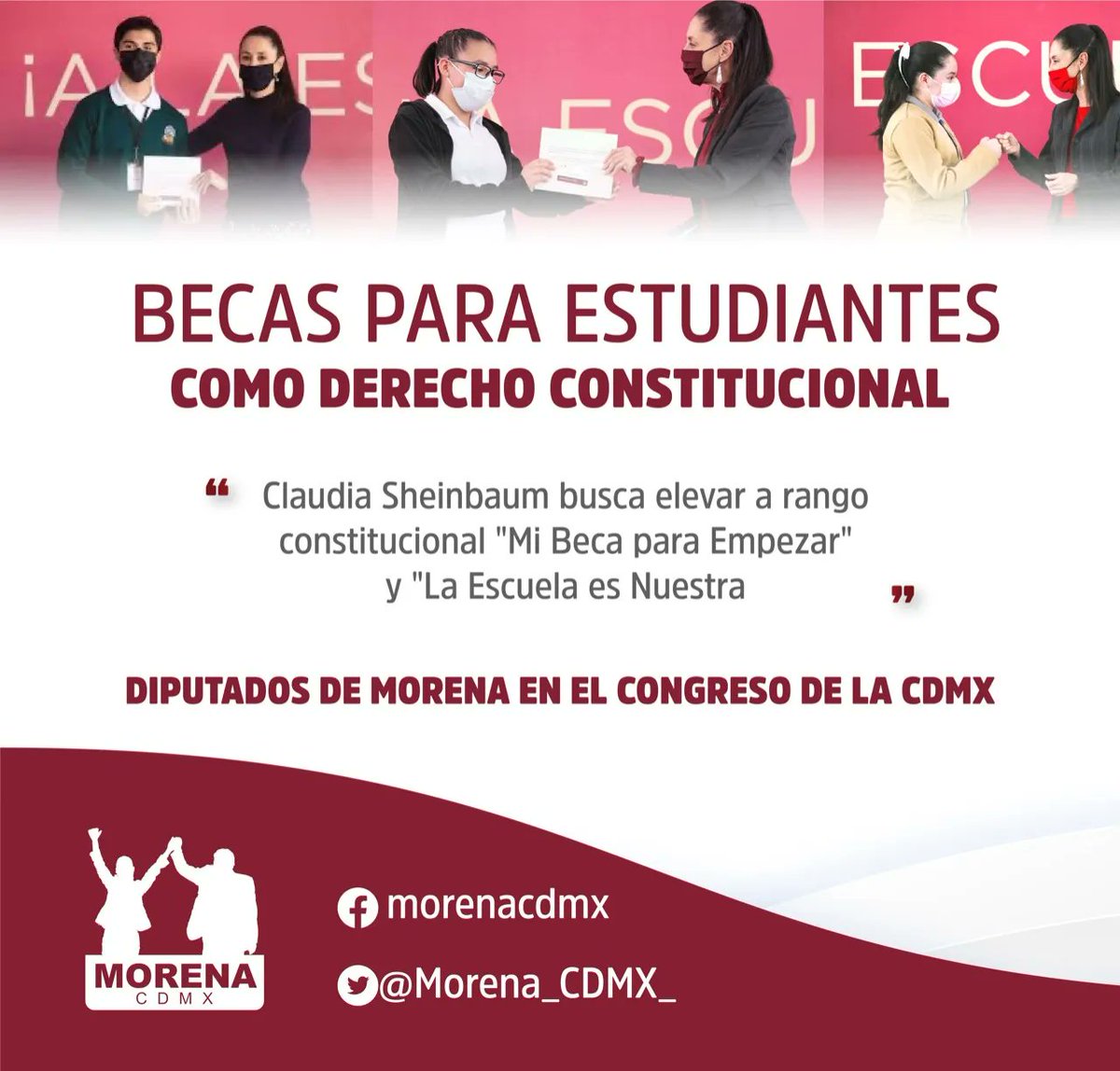 Morena_CDMX_'s tweet photo. .@GobCDMX @Claudiashein, consideró que los resultados del programa Mi beca para empezar en la contención de la pobreza es la mejor muestra de que debe ser elevado a rango constitucional.

La propuesta, que incluye además los apoyos para las mejoras en escuelas. https://t.co/exoUu1pdP5