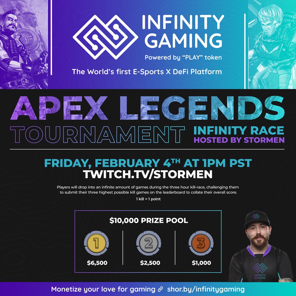 infinityxplay's tweet photo. We are excited to announce our $10,000 Apex Legends tournament on February 4th, hosted by @stormentv ! Learn more 👉 https://t.co/Dxa7wPbexe https://t.co/2bBzuvT8Gg