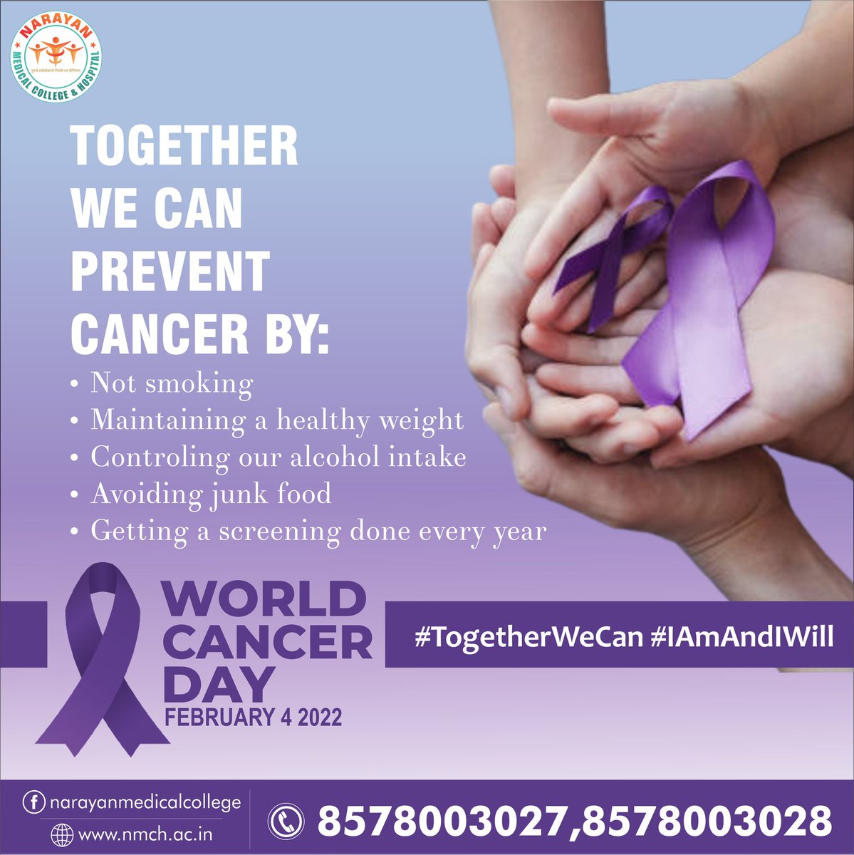 NMCH_'s tweet photo. #Cancer is a leading cause of mortality and morbidity across the world. On #WorldCancerDay, let's stand with those affected by cancer and strengthen the global fight against cancer by ensuring early diagnosis and detection, spreading awareness and promoting healthy lifestyle https://t.co/1vhTJad3qp