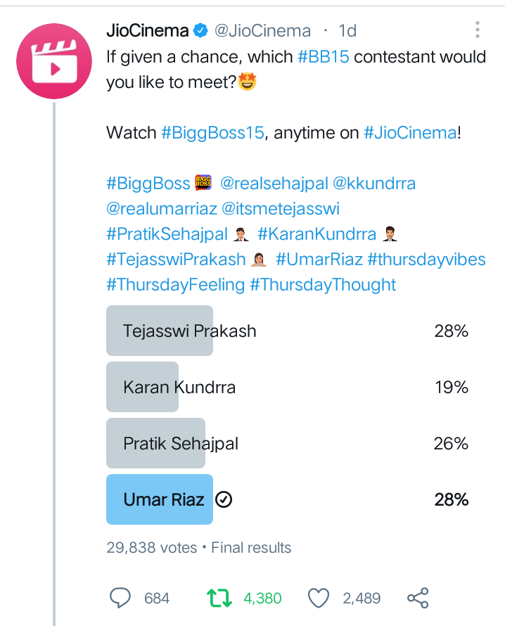 IamRealNick1's tweet photo. That's why we call @realumarriaz " ASLI WINNER UMAR RIAZ " " PUBLIC WINNER UMAR RIAZ " 😎

Kyu pade ho chakkar mai koi nahi hai #UmarArmy ki takkar mai  👑

Congratulation #UmarArmy 

We Won This Poll #UmarRiaz https://t.co/dx0PX5MhIz