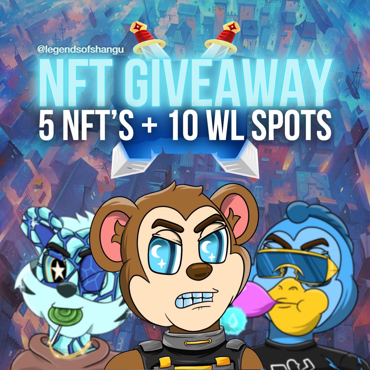 legendsofshangu's tweet photo. 🚨 NFT GIVEAWAY 🚨
Legends of Shangu are giving away 5 NFT’s + 10 spots in our Whitelist 1 Sale in less than 24 hrs!!

HOW TO ENTER:
🏆 Follow @legendsofshangu
🏆 Like + RT
🏆 Tag 3 friends in the comments
🏆 Join the Discord 

https://t.co/QJWuZdSvgI https://t.co/YqNR1tvVIa