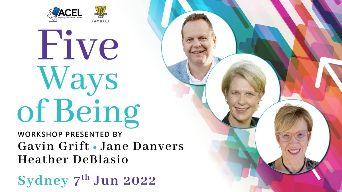 Join us on the 7th June in Sydney as Gavin Grift, Jane Danvers and Heather DeBlasio present their “Five Ways of Being” workshop. Register here bit.ly/3s8PBoG #fivewaysofbeing #workshop #educationalleaders <a href="/h_deblasio/">Heather De Blasio</a> <a href="/GGrift/">Gavin Grift</a>