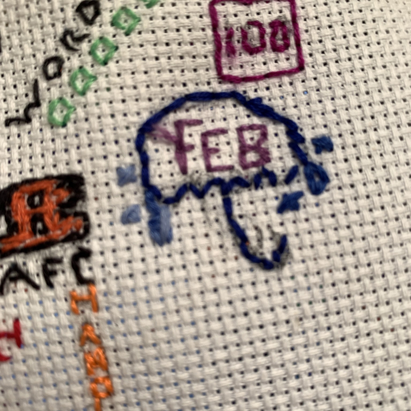 marierossiter's tweet photo. Rain, sleet, ice, and snow for today's #embroideryjournal entry. I'm liking how I've built on to the previous day's entries. #stitchintime #365project #beginnerembroidery #stitchjournal https://t.co/357VQrqNUR