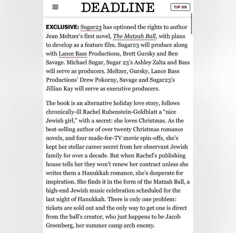 LanceBassLove's tweet image. From Lance’s Instagram (February 3, 2022): 

“Could not be more excited to turn this incredible book into a holiday film classic! 🎄🕎 #TheMatzahBall”