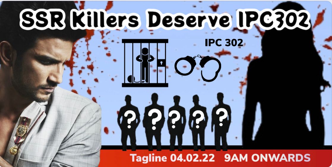 Morning Tag SSR Killers Deserve IPC302 Nothing less than the harshest punishment got the killers of our Star @itsSSR !! @ips_nupurprasad pls get into action mode. Share Tweet Amplify