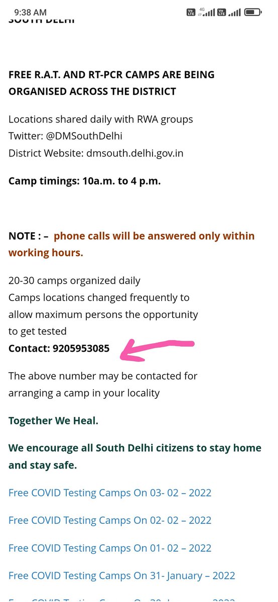 KayJaySharma's tweet photo. @DMSouthDelhi This a request to plz update the information about Free COVID testing centres atleast a day prior to the camp date.On your website untill now there is no information about today's camps. And the number given for contact is always switched off. #CoronavirusUpdates https://t.co/G5CQTVgWDu