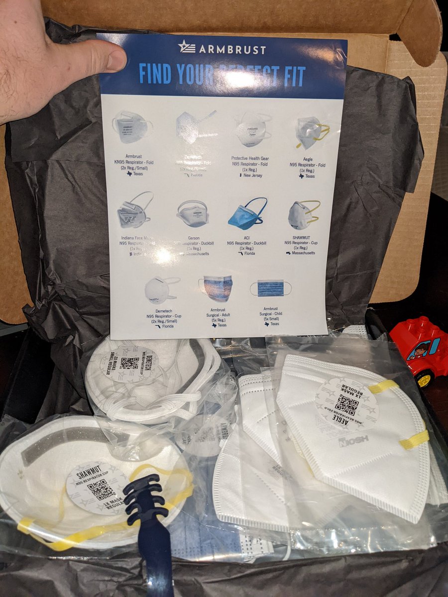 BillDriscollJr's tweet photo. This arrived today.
A mask sampler kit 'designed to help find the mask that fits you best.'
All are American made products including two from Massachusetts.
Imagine if you could order this type of mask fit kit from government in the same way rapid tests are now available? https://t.co/vfgpufHo4P