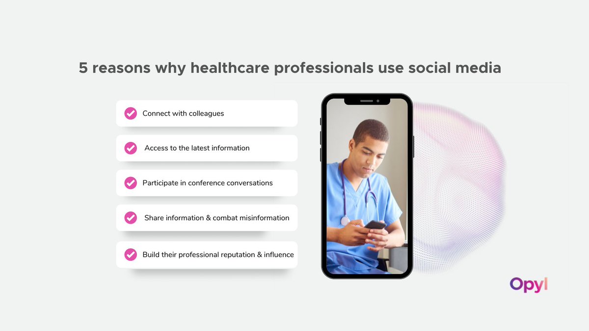 OpylAI's tweet photo. In the midst of a #DigitalHealthcare revolution, #HealthcareProfessionals (HCPs) are at the forefront- prolifically consuming &amp; sharing health information on #SocialMedia. But why are these HCPs on #SM? and what is their impact? Learn more via our blog: https://t.co/grjYcThSJL https://t.co/Zlw85eD8lW