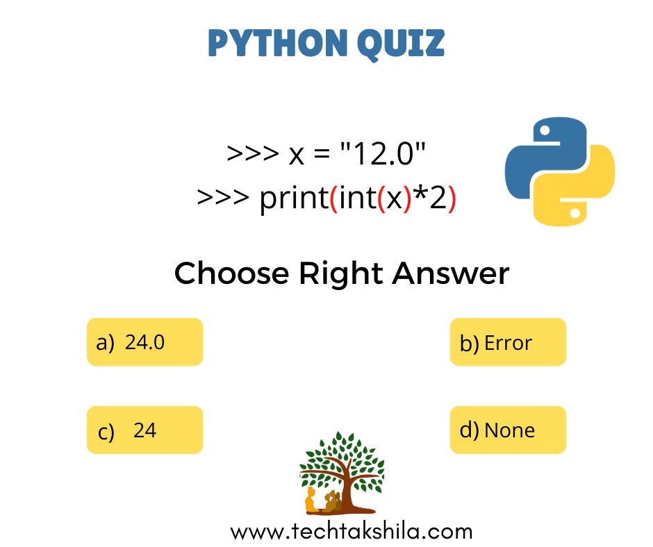 TakshilaTech's tweet image. Tell answer in Comment 👇👇
Follow @techtakshila  channel for more updates.

#technology #machinelearning #machinelearningengineer #datascience #MLinterview #pythonquiz #python