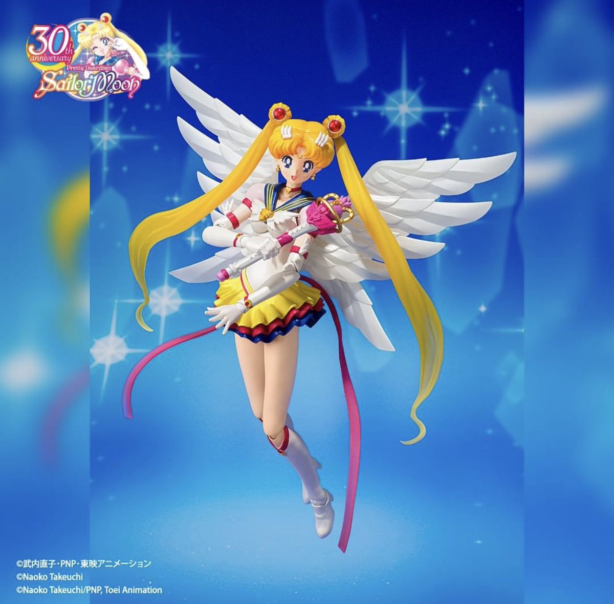 TamashiiNations's tweet photo. Eternal Sailor Moon is joining the SH Figuarts line. Her large wings are movable and her ribbons feature transparent material. https://t.co/I4nz2bIgYc