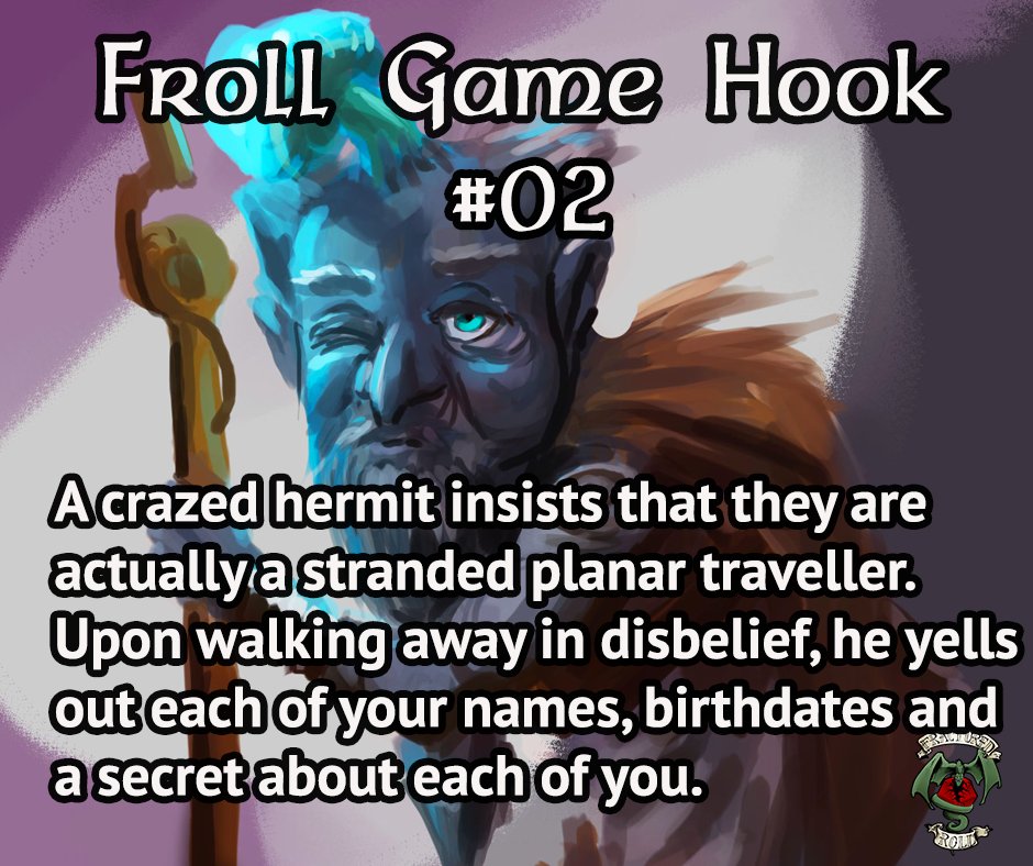 FracturedRoll's tweet photo. Calling all DMs! Try using this GAME HOOK next time you want to reveal one of your players' secrets...lol (#frollhook provided by our #dungeonmaster @leechmon) #dnd #dnd5e #ttrpg #gamehook https://t.co/pwFjOHh7Td
