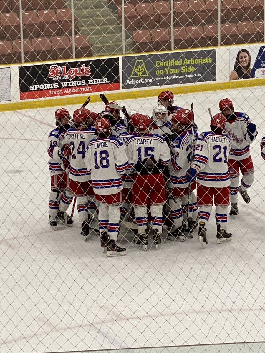 Another win on the road tonight as #35 Mask is the wall!!! 3-1 final with two goals from #24 Drefke and one from AP Ethier. Back home this weekend for 2 games.  
#redbuckets #racu18AA #ontheroad #nahl