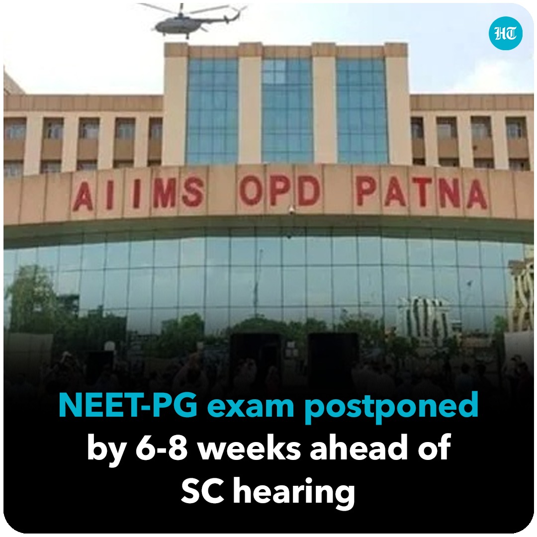 htTweets's tweet photo. The Union Health Ministry has postponed the #NEETPG 2022 examination date by at least six to eight weeks.
The #SupremeCourt was scheduled to hear a plea on the postponement of the examination. The plea was filed on January 25.
Read here: https://t.co/rpMcDXi6JG https://t.co/2YlMFbXRQm