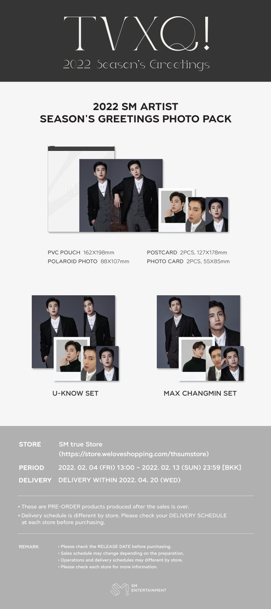 SMTrueThailand's tweet photo. [#SMTrue_PREORDER]

❝ 2022 SM ARTIST SEASON'S GREETINGS PHOTO PACK #TVXQ! #SUPERJUNIOR #GirlsGeneration_Oh_GG ❞

▶ เซ็ตละ 380฿

▶ 4 ก.พ. 65 (13.00 น.) ~ 13 ก.พ. 65 (23.59 น.) ทาง https://t.co/WCIqolamHu

▶ ส่งสินค้าไม่เกิน 20 เม.ย. 65

▶ รายละเอียด https://t.co/IkrjgoBrG1 https://t.co/qJs2lo7A22