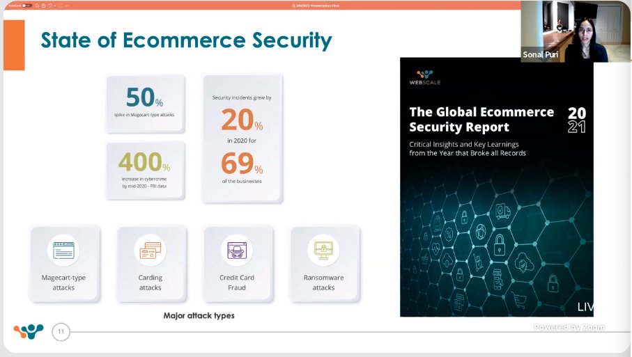 theMageComp's tweet image. Wonderful session by @sonalpuri on unusual challenges for E-commerce performance ⬆️ and security 🔒
#MM22IN #MeetMagentoIndia #Magento @MeetMagentoIN @Magento