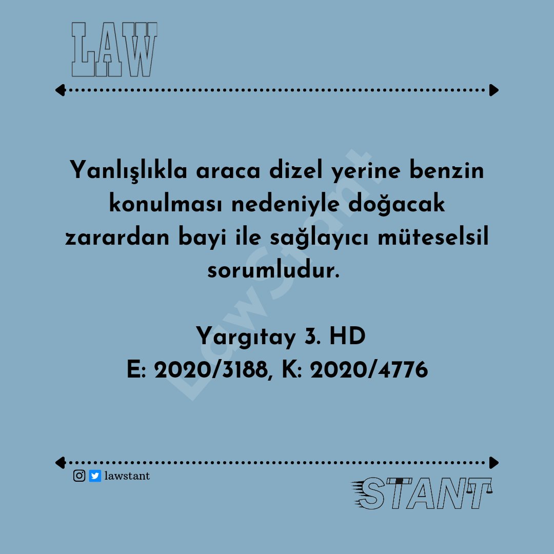 Yanlışlıkla araca dizel yerine benzin konulmasına ilişkin Yargıtay kararı 👇