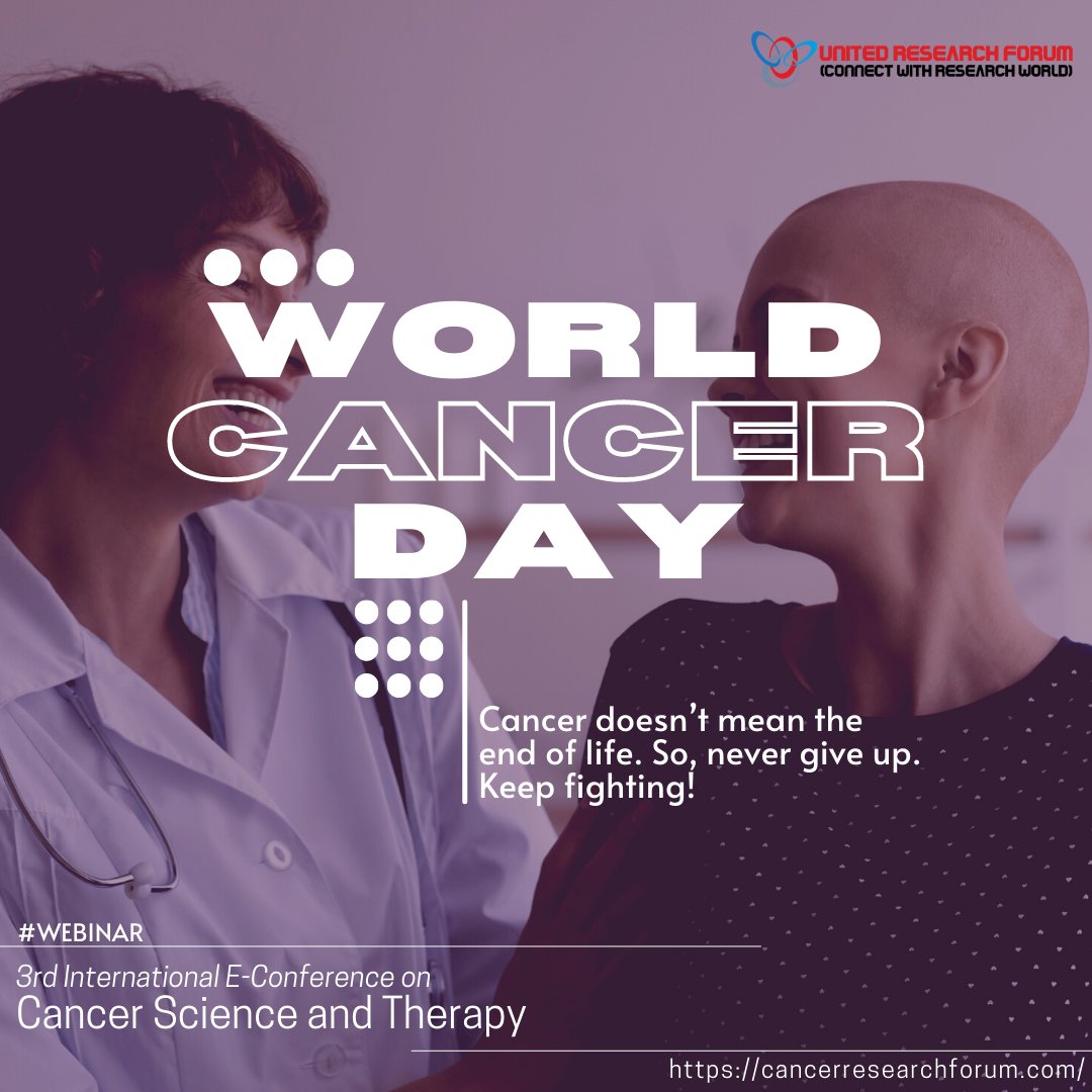 Cancer_Event's tweet image. Let&apos;s Fight Together. Beat Together #worldcancerday2022 

3rd International E-conference on Cancer Science and Therapy
11-12 May 2022 | Webinar
#cancerawareness #cancerresearch #breastcancer #oncology #carcinoma #medicaloncology #cancertherapy #leukemia #cancerprevention #webinar