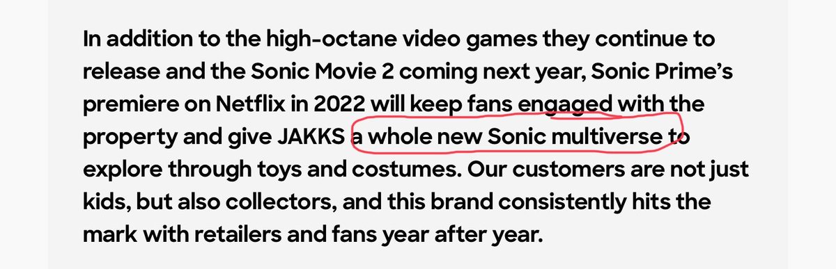 JAKKS (and many of the other toy companies) have technically been involved with the Sonic multiverse for years. We've not only gotten toys based around mainstream Sonic, but Sonic Boom and the movie. Sonic Prime is where they really go multiverse crazy...
https://t.co/mPfinuCAqo https://t.co/tv5yYTyvb3