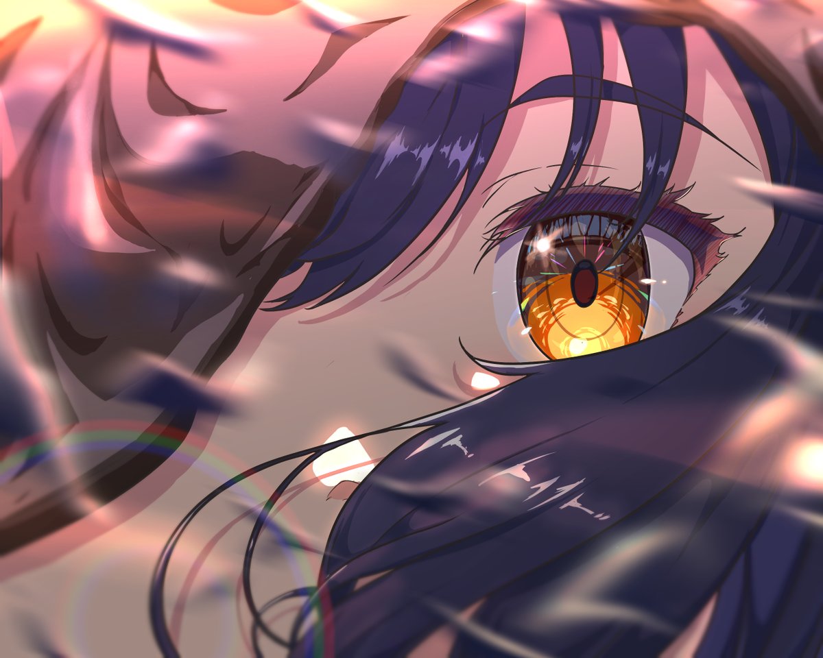 1girl eye focus solo close-up yellow eyes looking at viewer blurry foreground  illustration images