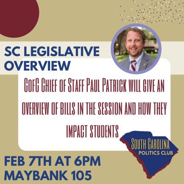 Join us this Monday the 7th for an overview of the next legislative session and how it impacts students.