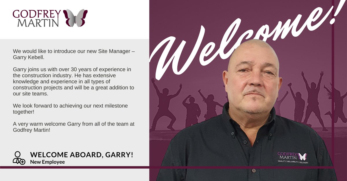 We would like to introduce our new Site Manager – Garry Kebell. He has extensive knowledge and experience in all types of #construction #projects and will be a great addition to our site teams. We look forward to achieving our next milestone together!  A very warm welcome Garry!