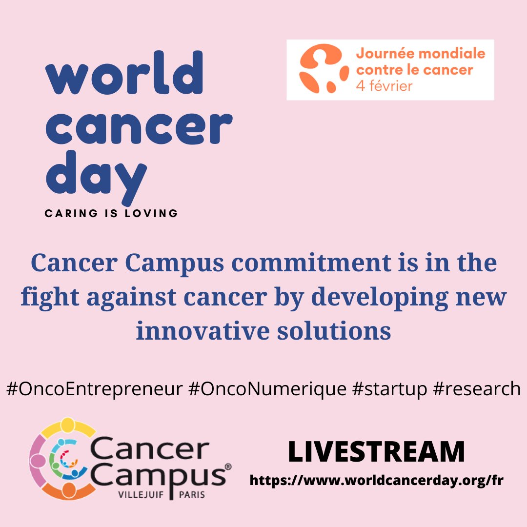 #JournéeMondialeContreLeCancer #WorldCancerDay
We support project leaders finding solutions to close the care gap <a href="/CancerCampus/">Cancer Campus</a> <a href="/OncoStart/">OncoSTART</a> 
#OncoEntrepreneur #OncoNumérique #startup #research #biotech #medtech #esanté #patients