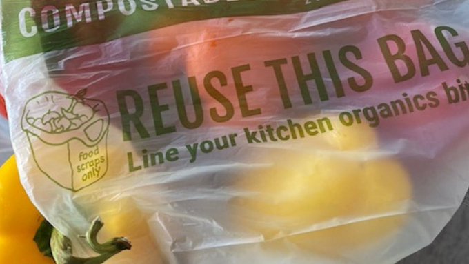 It's clear to see our #compostable produce bags not only get the job done with bringing your fruits and veggies home, they also work hard at being the ideal bin liner for your kitchen #foodscraps bin!
