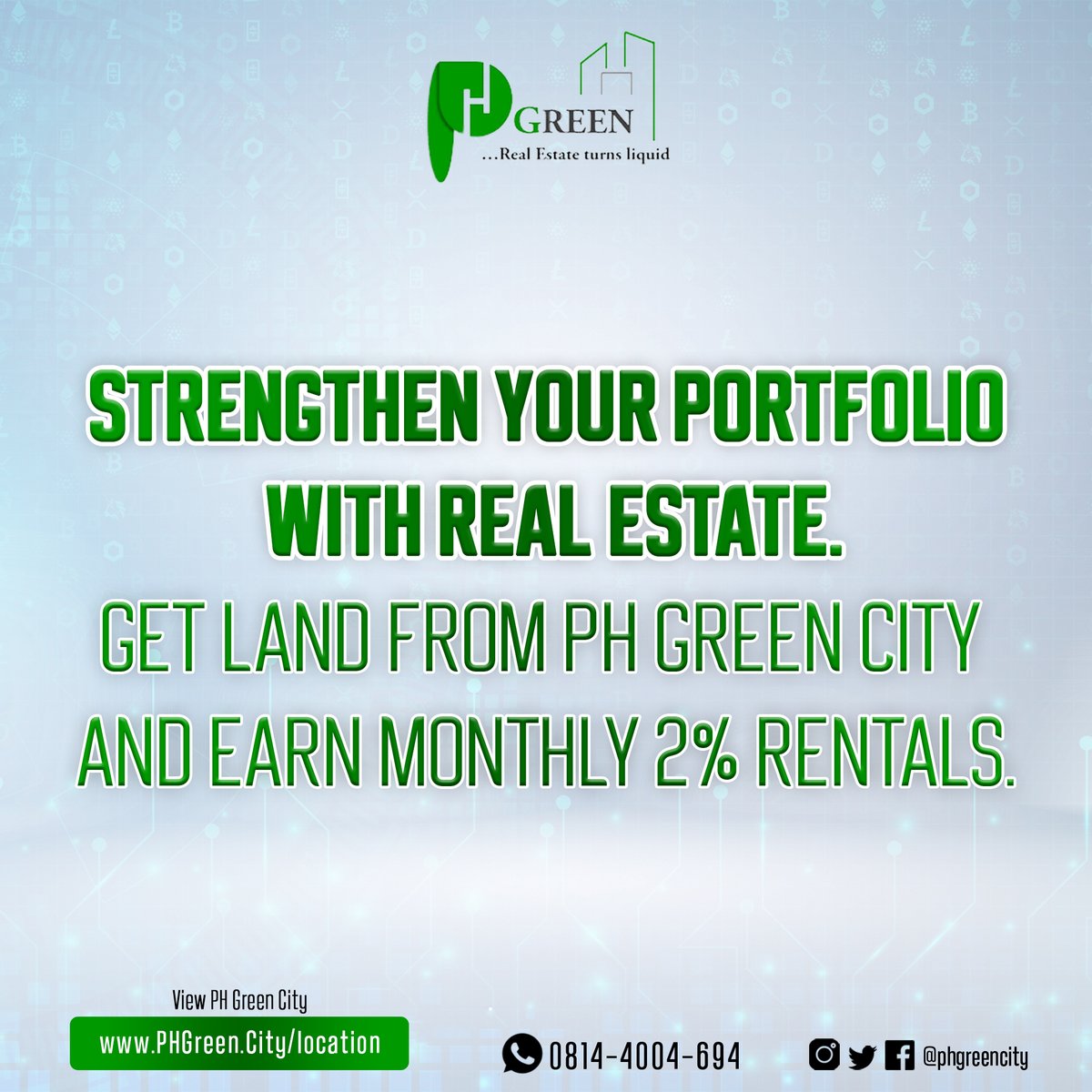 greencityca's tweet photo. Strengthen your Portfolio with Real Estate. Get Land From PH GREEN CITY and Earn Monthly 2% Rentals. 

Ask us How! https://t.co/1wKqdlJFzX